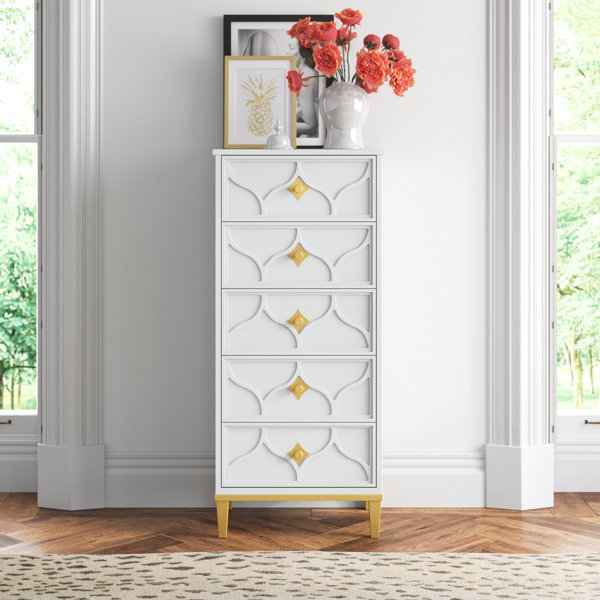 Willa Arlo Interiors Lomita Drawer Lingerie Chest In White And Gold